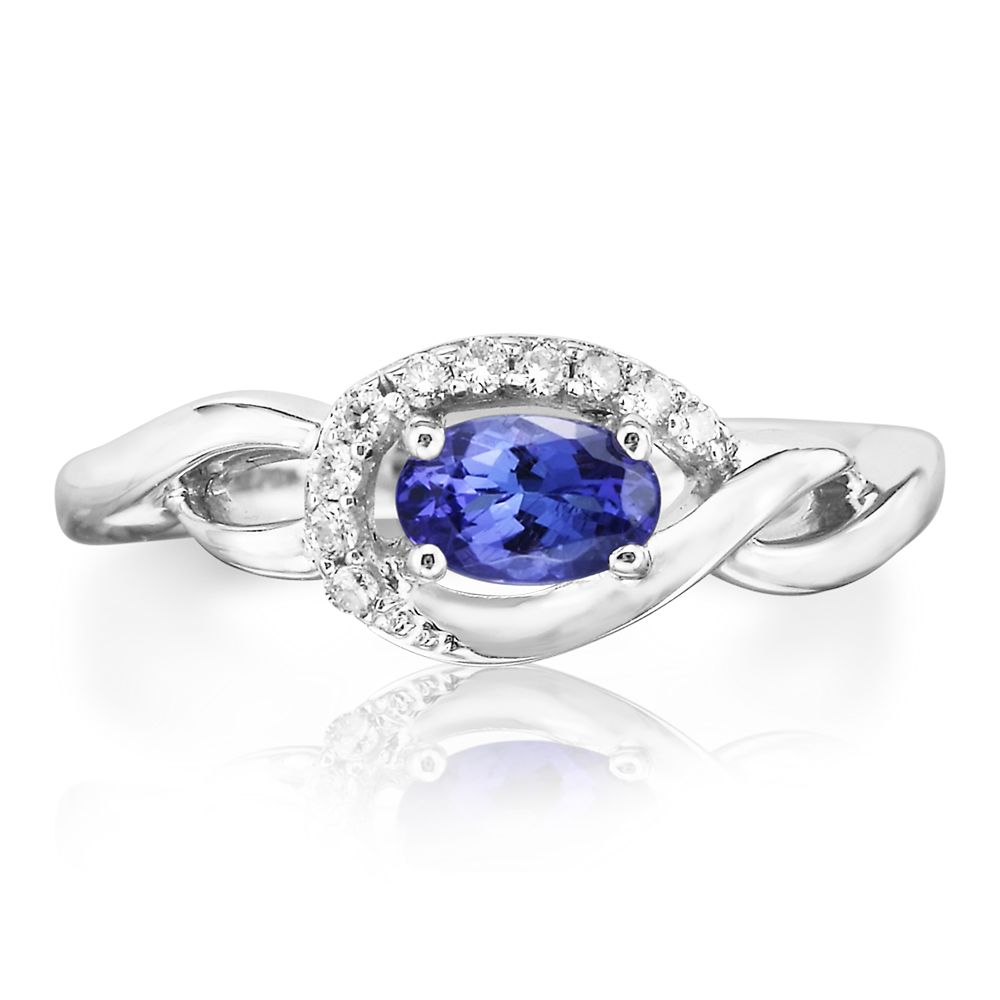 Oval Tanzanite and Diamond Ring in White Gold by Parlé