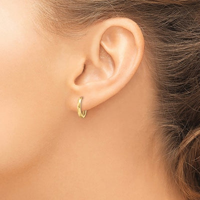 14 Karat Faceted Huggie Yellow Gold Earrings TM814