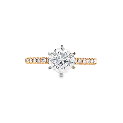 Round Diamond Side Stone Engagement Ring in Two-Tone Gold by B&C