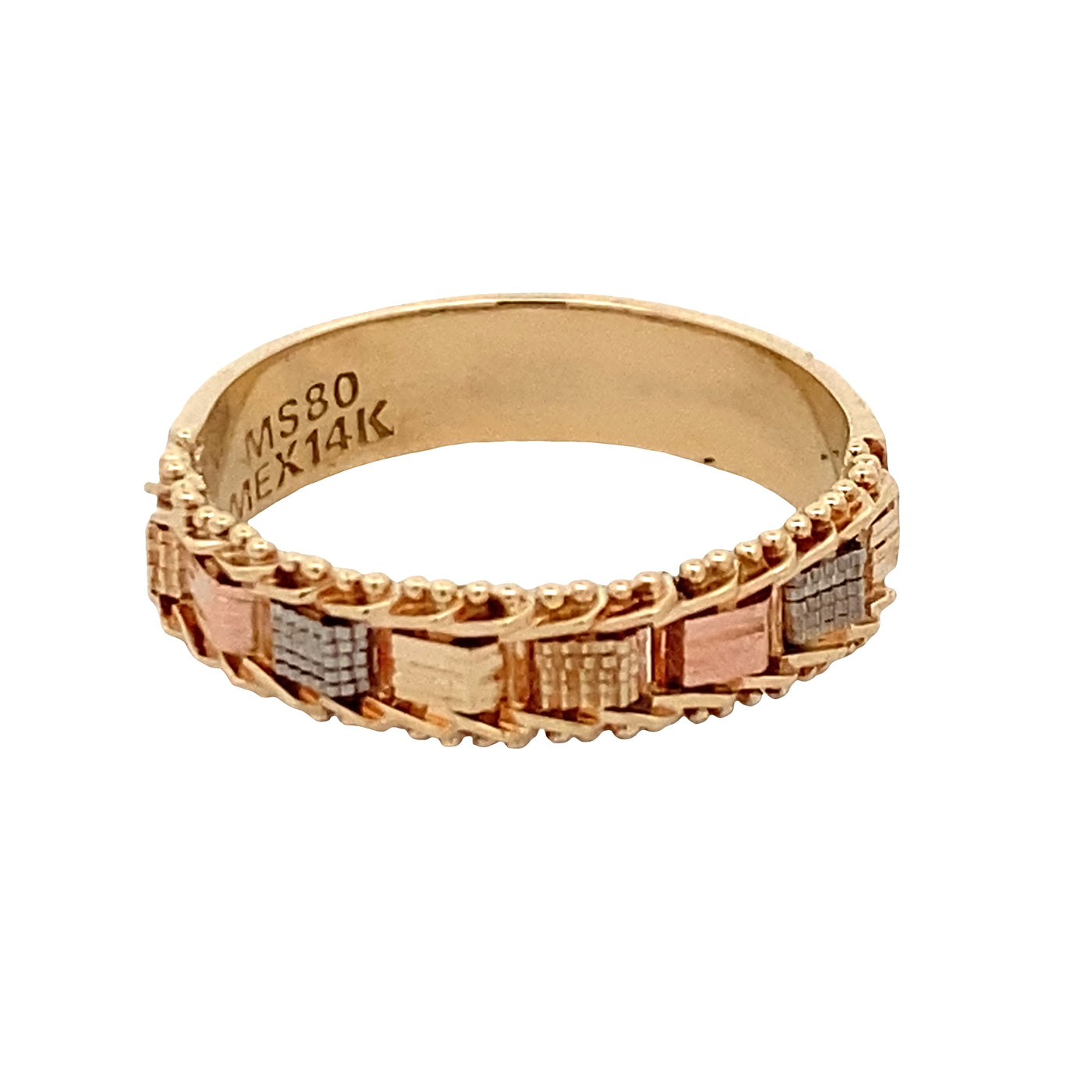 ESTATE Textured RIng in Three-Tone Gold