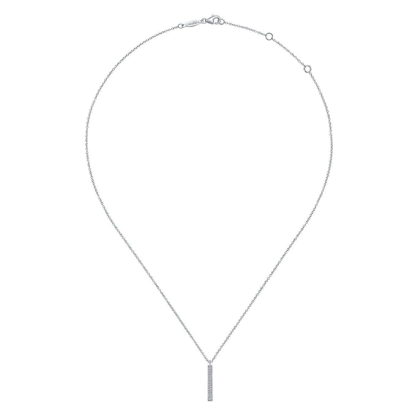 Vertical Diamond Bar Style Pendant in White Gold by Gabriel & Co.