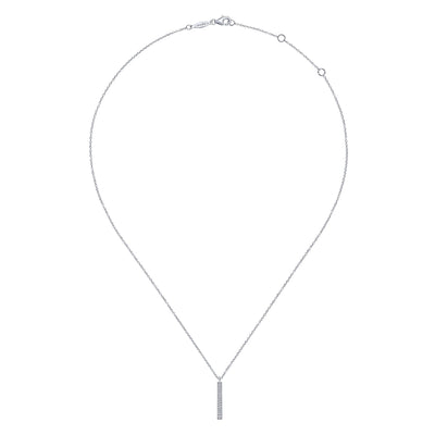 Vertical Diamond Bar Style Pendant in White Gold by Gabriel & Co.