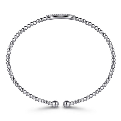Two Row Diamond Bar Bangle in White Gold by Gabriel & Co.