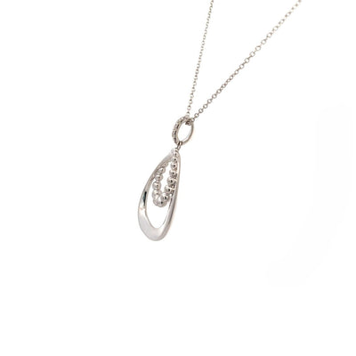 White Sapphire Bujukan Drop Pendant in Silver by Gabriel & Co.