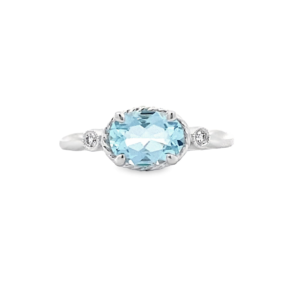 Aquamarine and Diamond Ring in White Gold by Gabriel & Co.