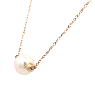 Children's One Pearl Add-A-Pearl Necklace in Yellow Gold by B&C