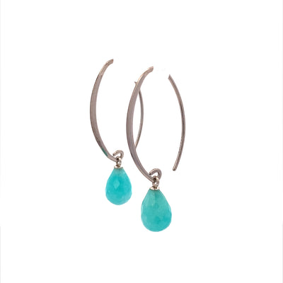 Amzaonite Briolette Gemstone Earrings in Silver