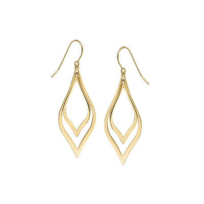 Double Drop Euro Wire Earrings in Yellow Gold