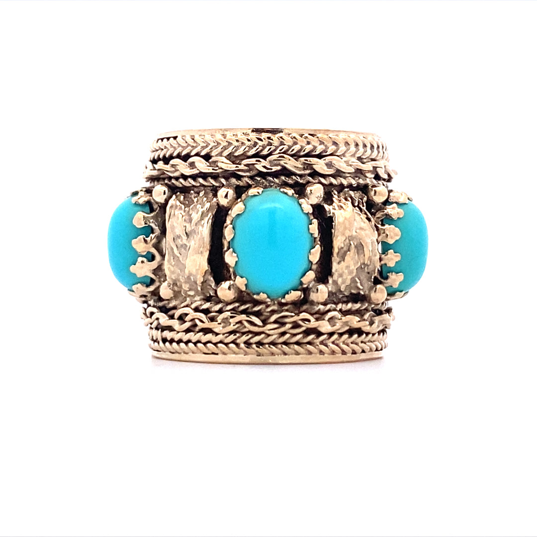 Estate Turquoise Ring in Yellow Gold