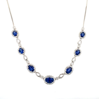 18K White Gold 4.03CTW Oval Sapphire and .85CTW Diamond Necklace by Simon G
