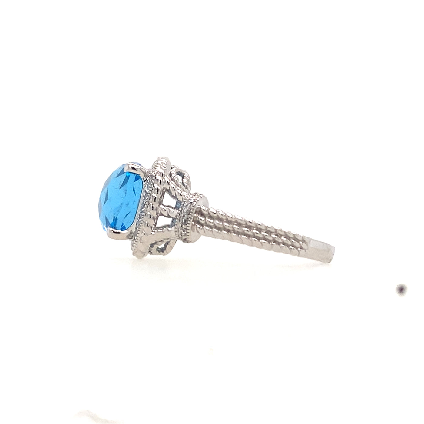 Blue Topaz and Diamond Fashion RIng in White Gold