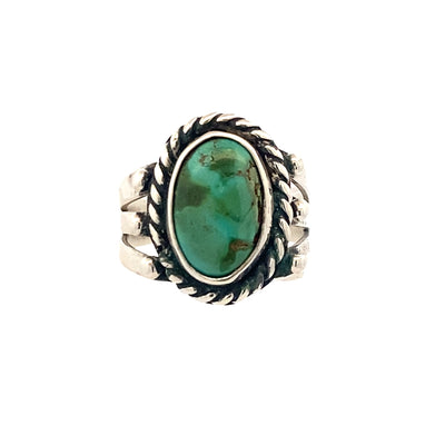 Estate Sterling Silver Oval Turquoise Ring