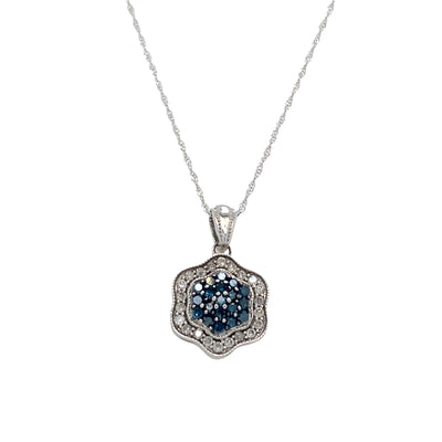 ESTATE Blue and White Diamond Pendant in White Gold