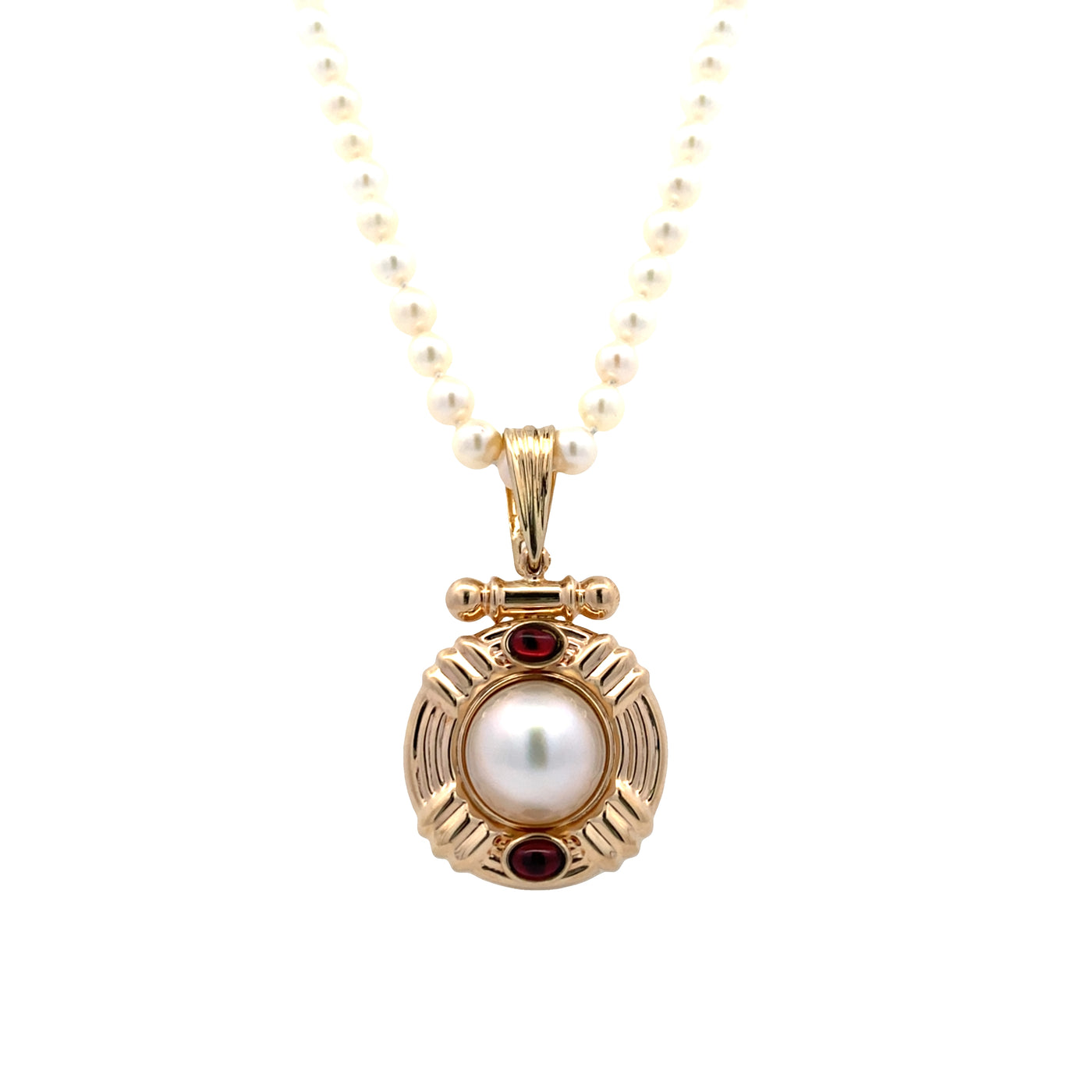 ESTATE Mabe Pearl and Ruby Enhancer in Yellow Gold