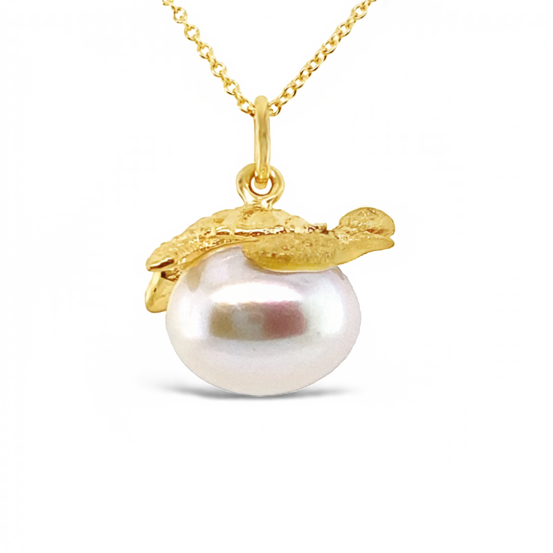 Galatea Jewelry by Artist 14 Karat Turtle Pearl Pendants 14K-017YW