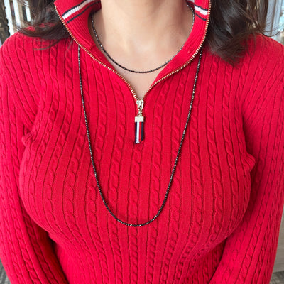 Black Diamond Faceted Bead Necklace in White Gold