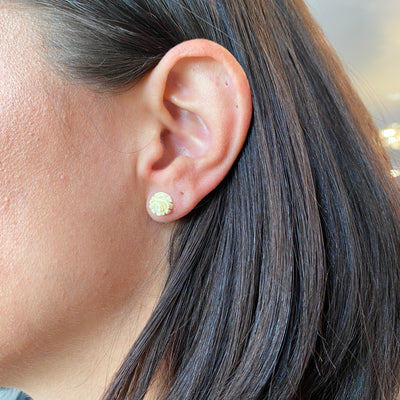 ESTATE Ivory Rose Studs in Yellow Gold