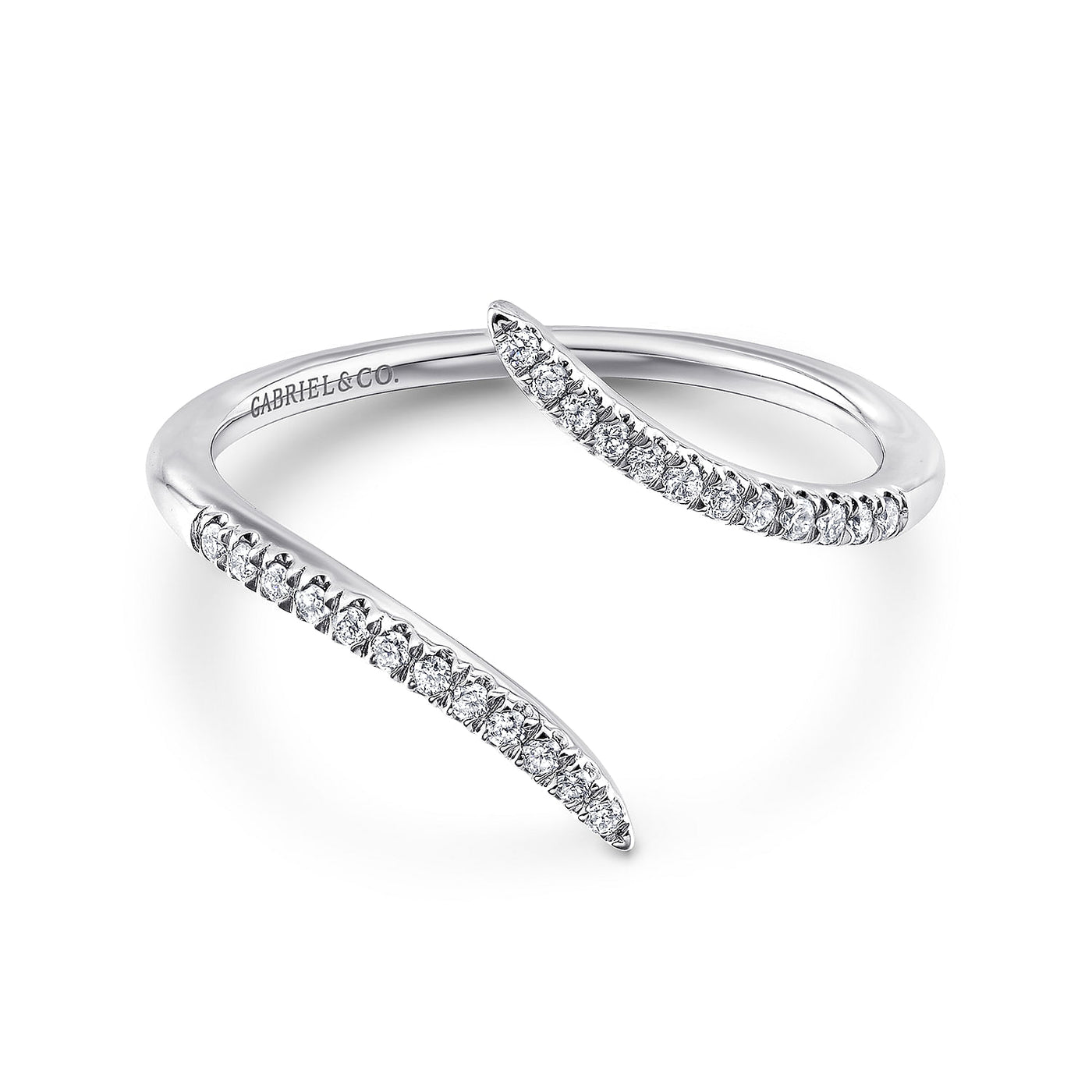 Gabriel & Co. 14 Karat Whiite Gold Cross Over Style Round Diamond Fashion Ring - Lady's LR51052W45JJ