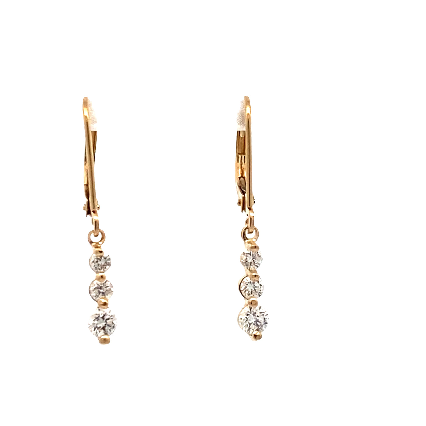 ESTATE Graduating Diamond Drop Earrings in Yellow Gold
