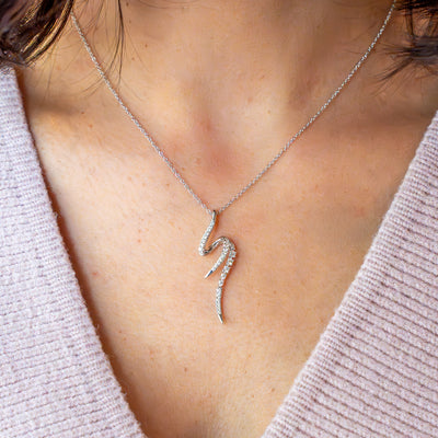 Diamond Spike Bypass Drop Pendant in White Gold by Gabriel & Co.
