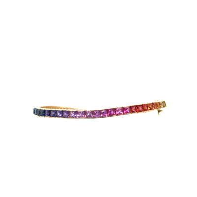 Rainbow Sapphire Bracelet in Yellow Gold