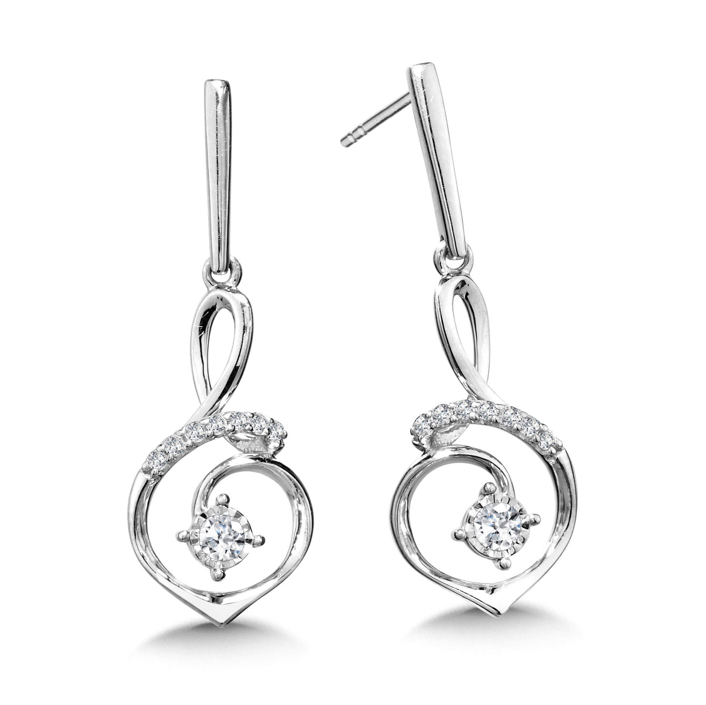 Sterling Silver Drop Earrings Diamond Earrings ESD017-W