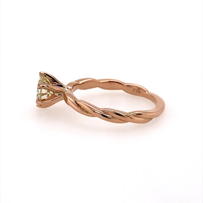 Round Diamond Solitaire Twist Engagement Ring in Rose Gold by B&C