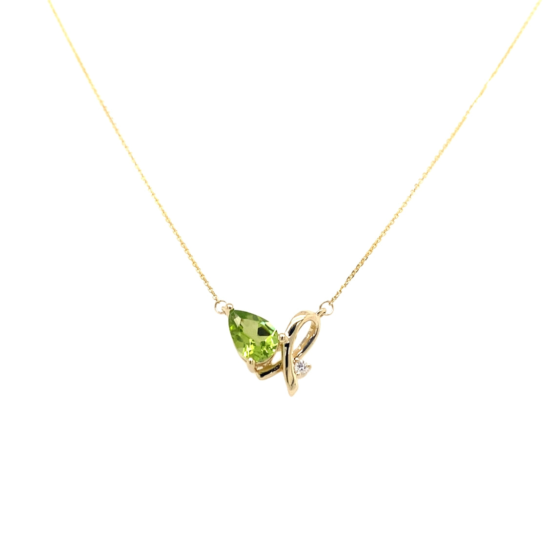 Peridot and Diamond Necklace in Yellow Gold
