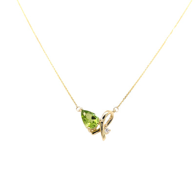 Peridot and Diamond Necklace in Yellow Gold