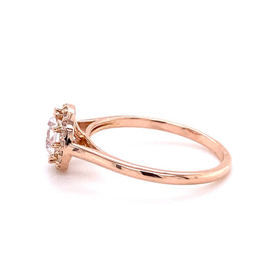 Round Diamond Halo Engagement Ring in Rose Gold