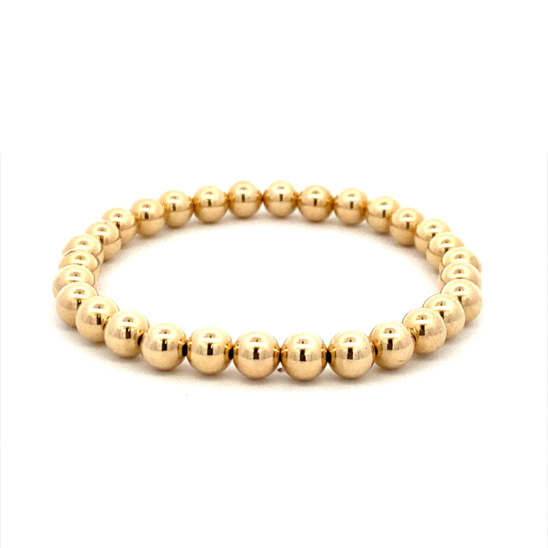6mm Stretch Bracelet in Sterling Silver with Yellow Gold Plating