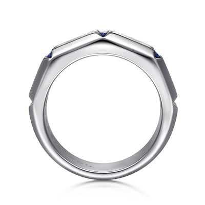 Sapphire Men's Ring  in Silver by Gabriel & Co.