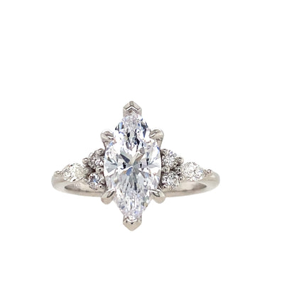 Marquise Center, Side Stone Engagement Ring in White Gold By Gabriel & Co.