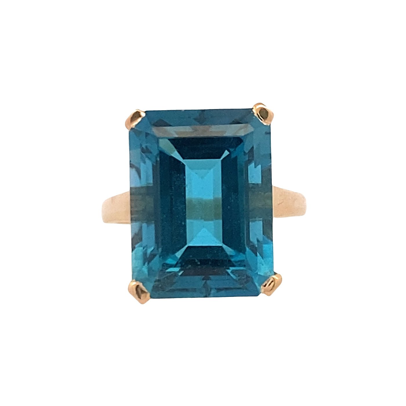 ESTATE Swiss Blue Topaz Ring in Yellow Gold