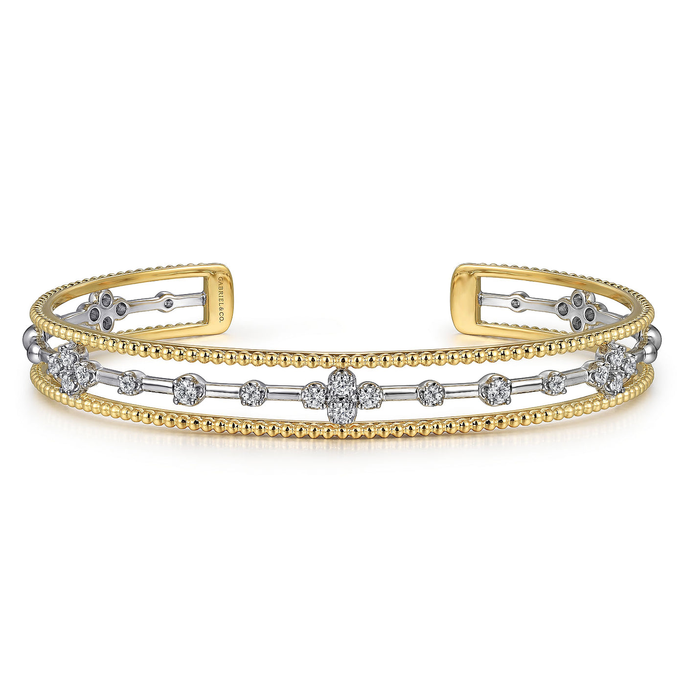 Fancy Diamond Cuff in Two-Tone Gold by Gabriel & Co.