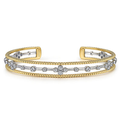 Fancy Diamond Cuff in Two-Tone Gold by Gabriel & Co.