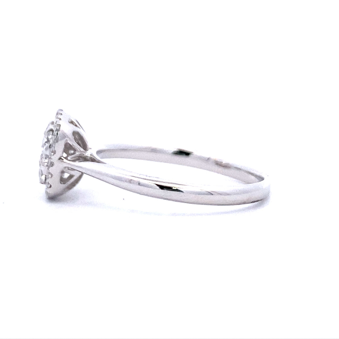14 Karat White Gold Cluster Halo Diamond Engagement Ring RG10293-4WB