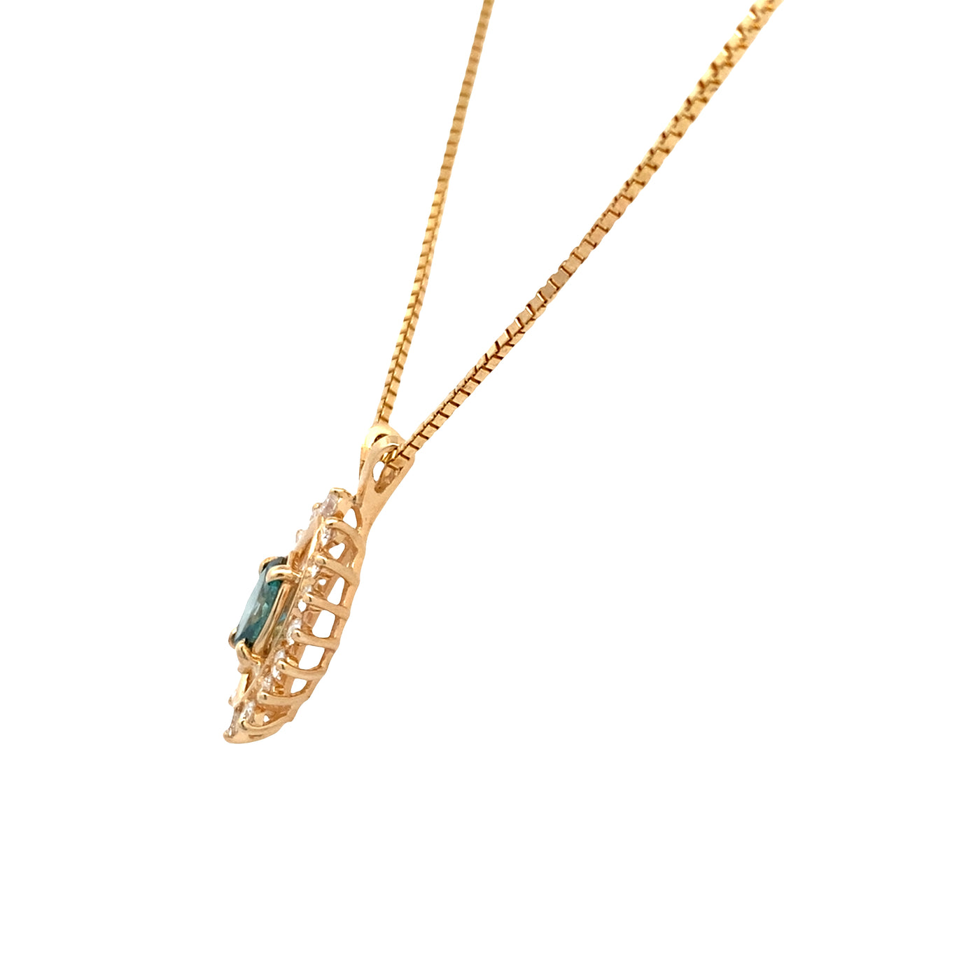 ESTATE Blue and White Diamond Pendant in Yellow Gold