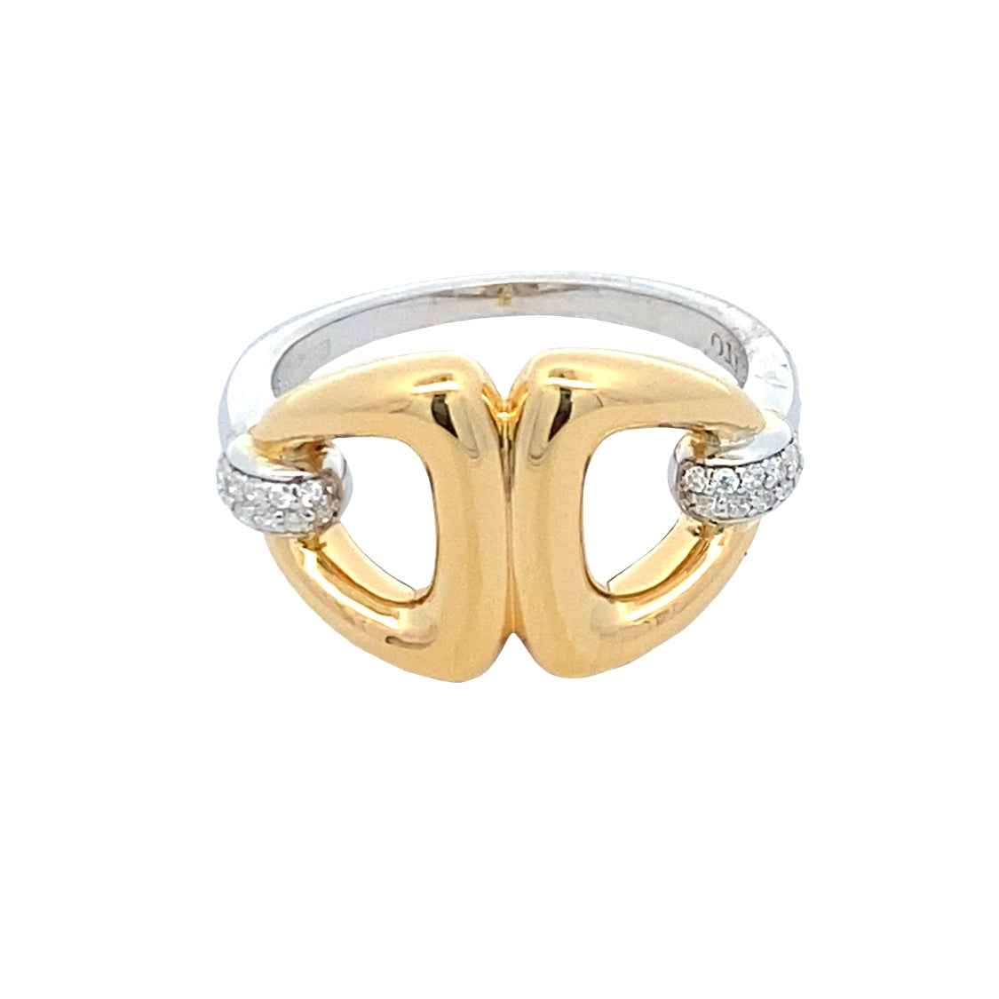 Cubic Zirconia Ring in Two-Tone Sterling Silver with Gold-Plating