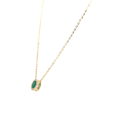 Emerald and DIamond Halo Pendant in Yellowo Gold