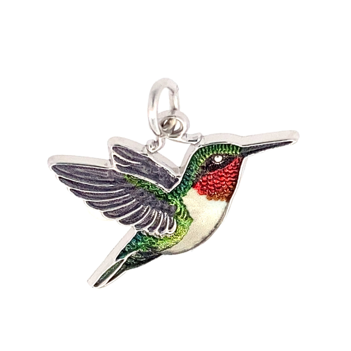 Painted Hummingbird CHarm in Silver