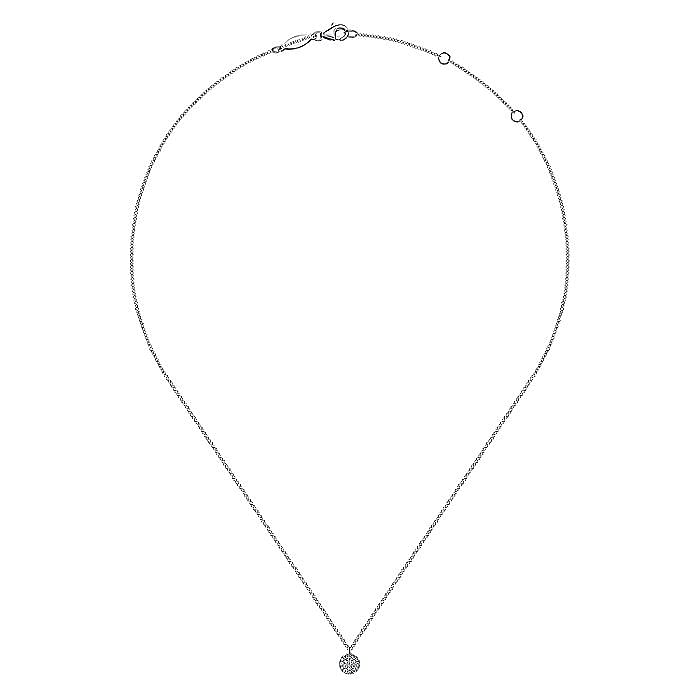Diamond Pave Disc Necklace in White Gold by Gabriel & Co.