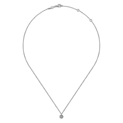 Diamond Pave Disc Necklace in White Gold by Gabriel & Co.