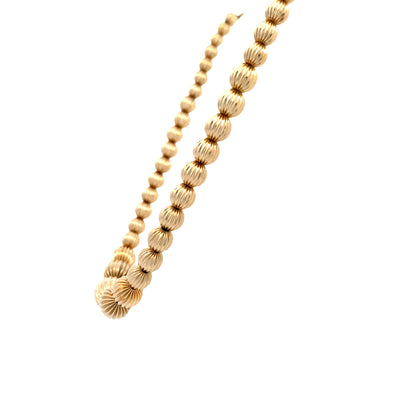 ESTATE Corrugated Bead Necklace in Yellow Gold