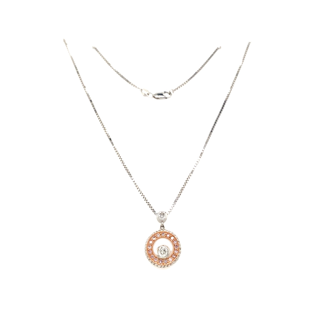 ESTATE Diamond Circle Pendant in Two-Tone Gold