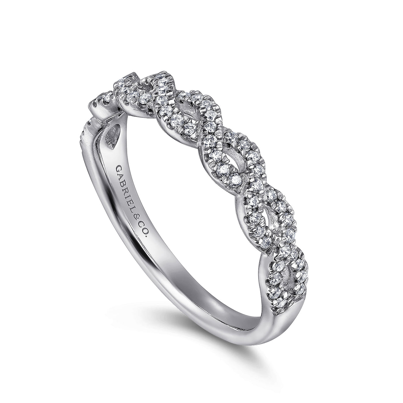 Diamond Twist Wedding/Anniversary Band in White Gold by Gabriel & Co.