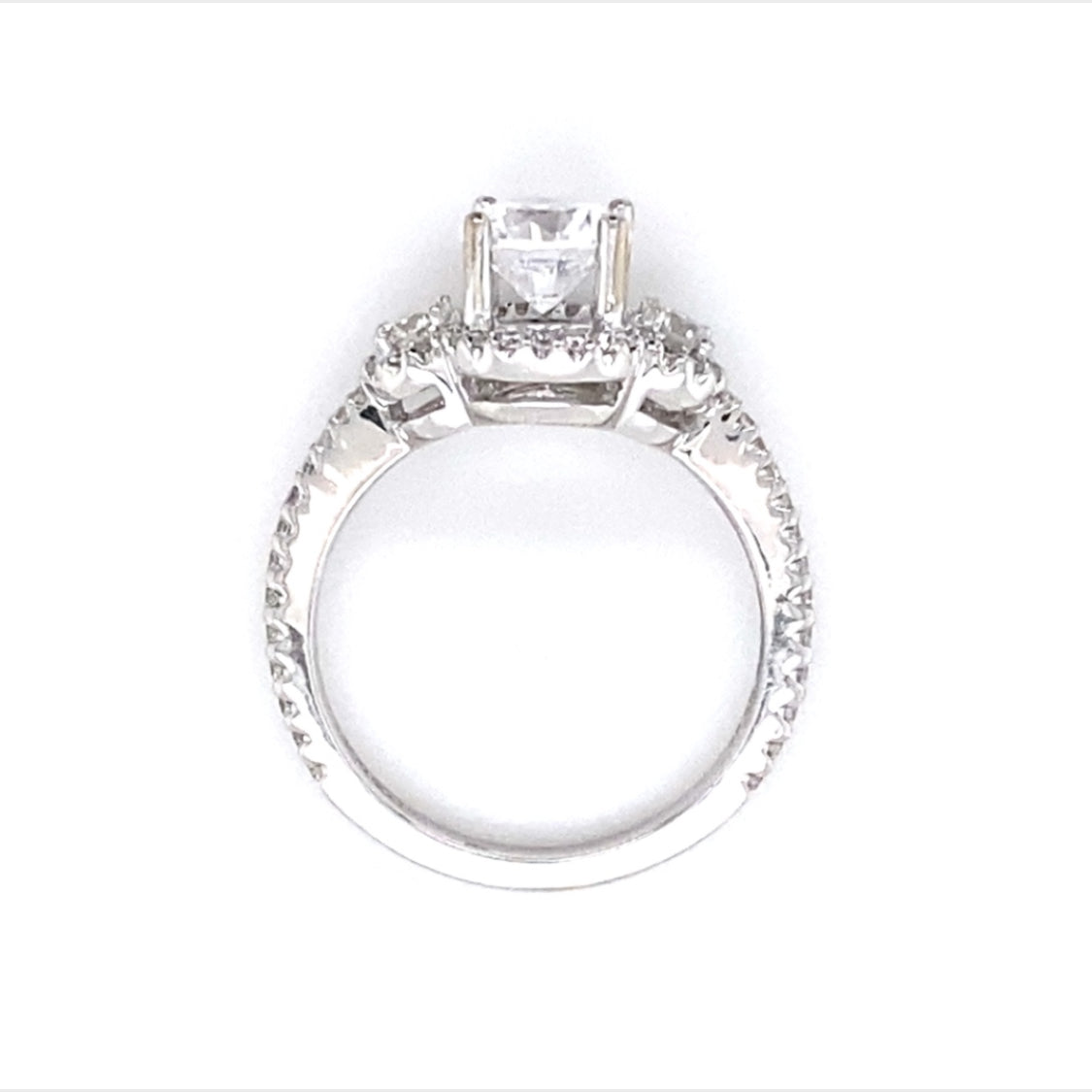 Round Diamond Halo Engagement Ring in White Gold