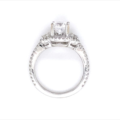 Round Diamond Halo Engagement Ring in White Gold