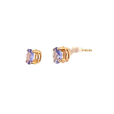 ESTATE Tanzanite Studs in Yellow Gold