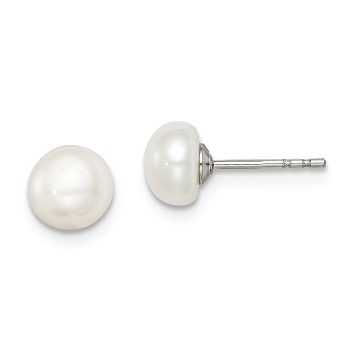 Sterling Silver Stud Pearl Earrings QE7691